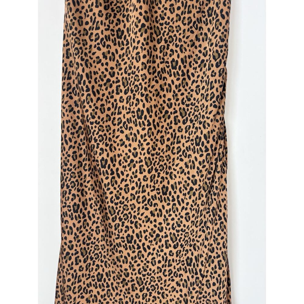 American Eagle Leopard Midi Dress Large Brown Aline Vneck Sleeveless Boho - Picture 5 of 7
